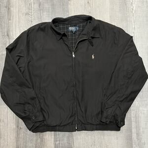 VTG Polo Ralph Lauren Black Bi Swing Bomber Golf Jacket Men's Gold Pony Logo 2XL